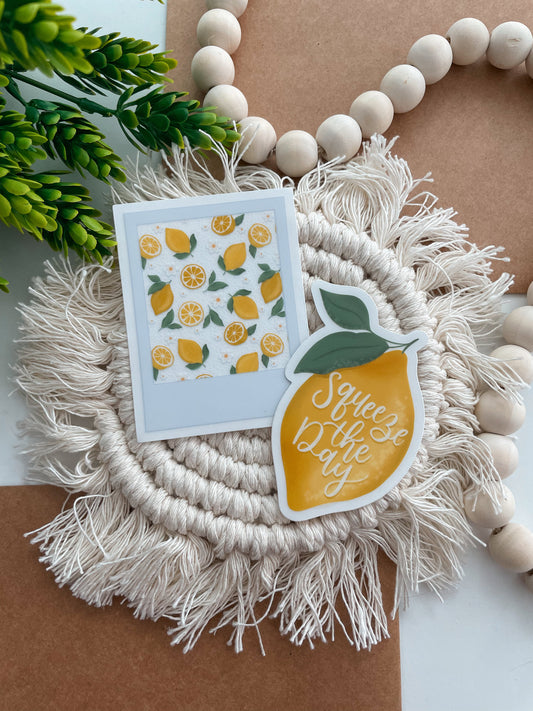 Lemon Sticker Bundle | Lemon Lover | Squeeze The Day | Clear Vinyl Sticker | Water Bottle Sticker | Laptop Sticker | Sticker Bundle